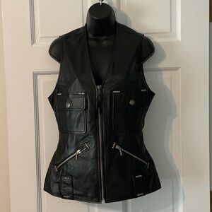 Harley-Davidson Black Leather Vest with Zipper Details